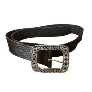 NEXT Made in England Black Leather Metal Buckle Belt